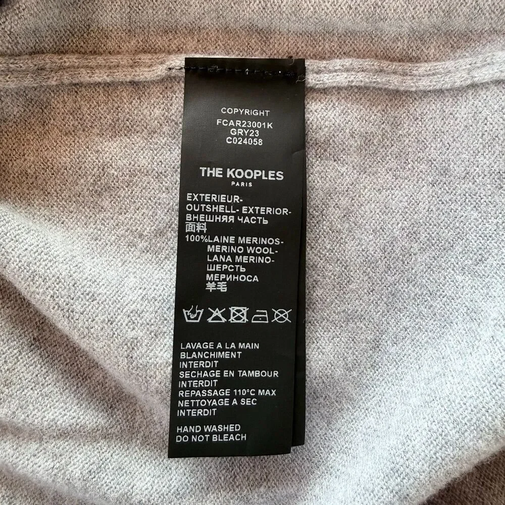 NEW The Kooples V-Neck 100% Wool Cardigan With Jewel Buttons in Gray Sz 2 US 6 - Picture 13 of 15